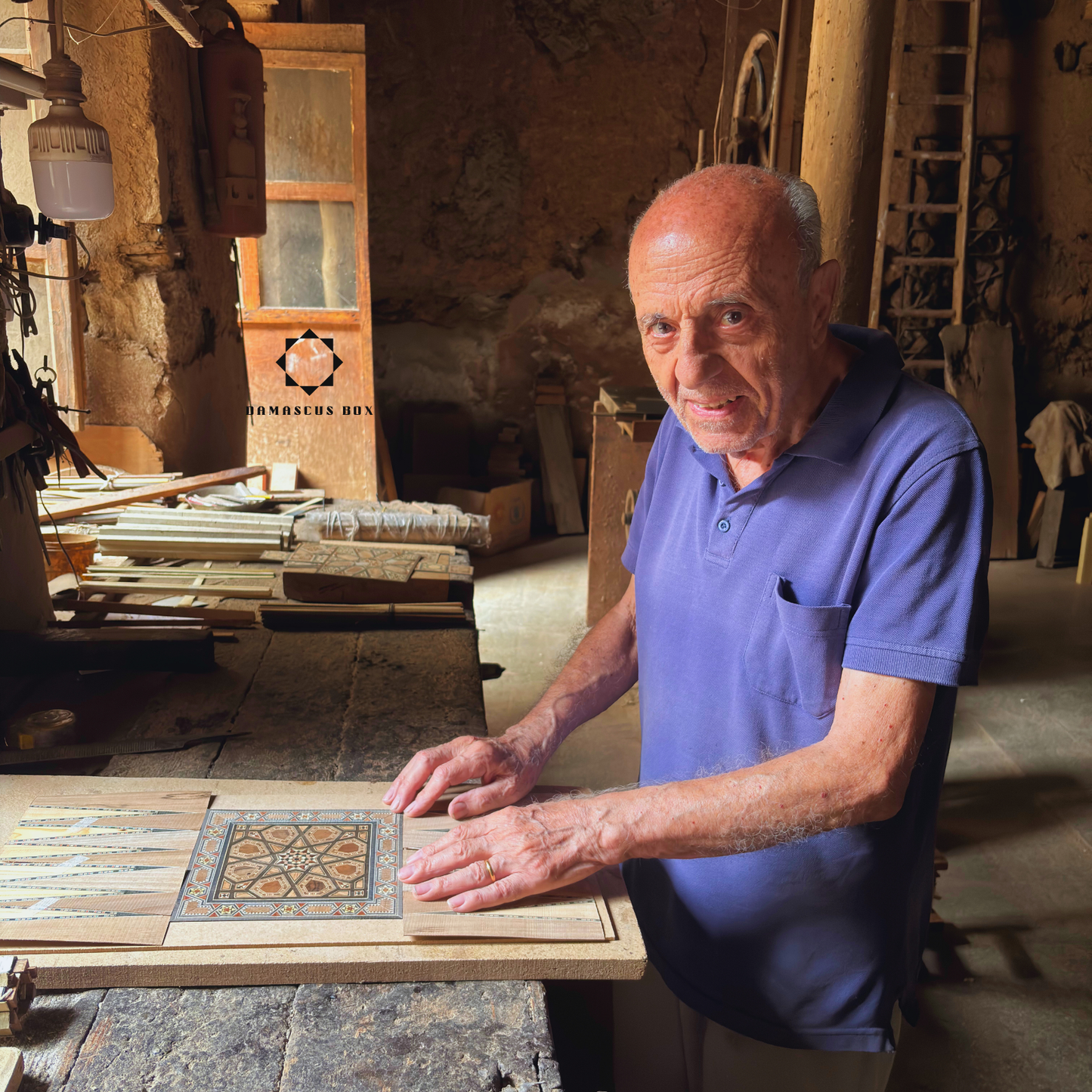 Tavolo da Backgammon e Scacchi Damaschino Fatto a Mano da Gaby Al Dayeh – Capolavoro con Intarsi in Madreperla