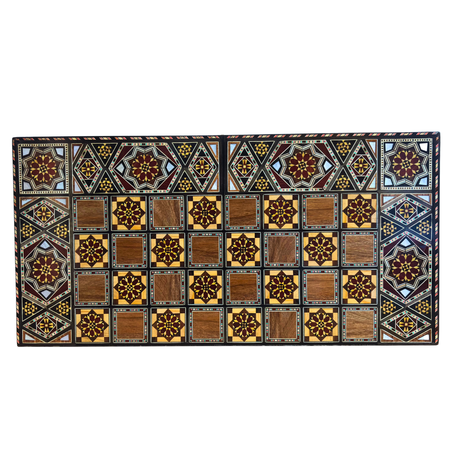 Tavolo da Backgammon e Scacchi Damaschino Fatto a Mano da Gaby Al Dayeh – Capolavoro con Intarsi in Madreperla