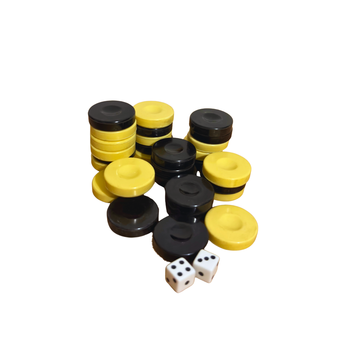 Original Backgammon Pieces Set – White & Black with Dice