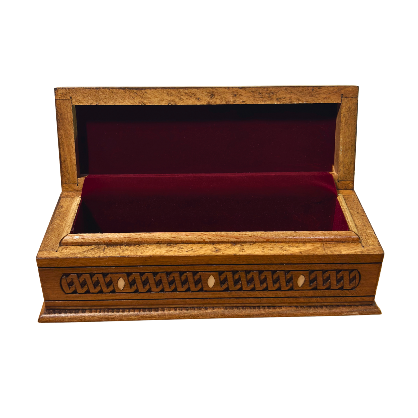 Handcrafted Luxury Carved Box – Mother of Pearl & Velvet Elegance