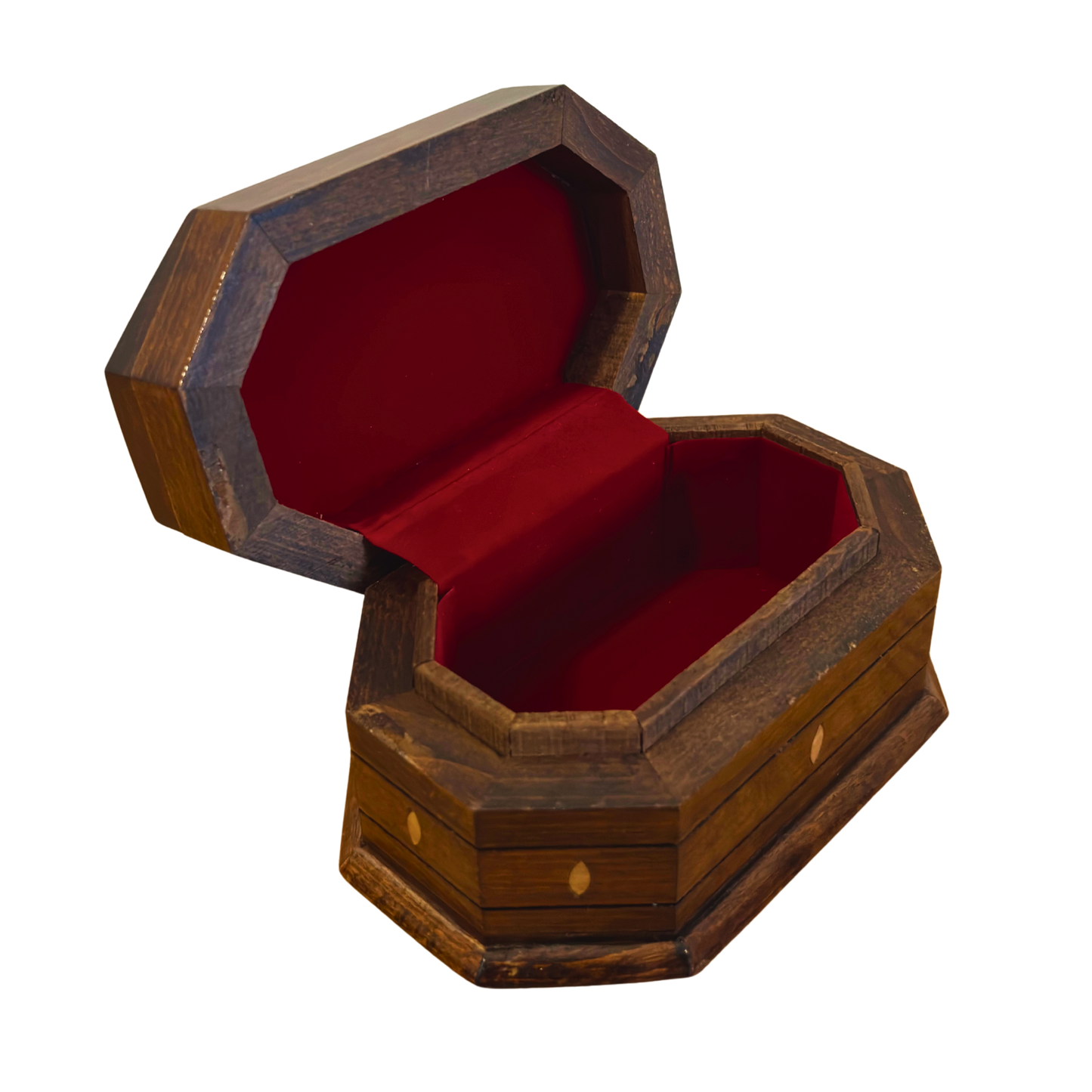 Caja de Haya Tallada a Mano con Nácar – Elegancia en Acabado Nogal