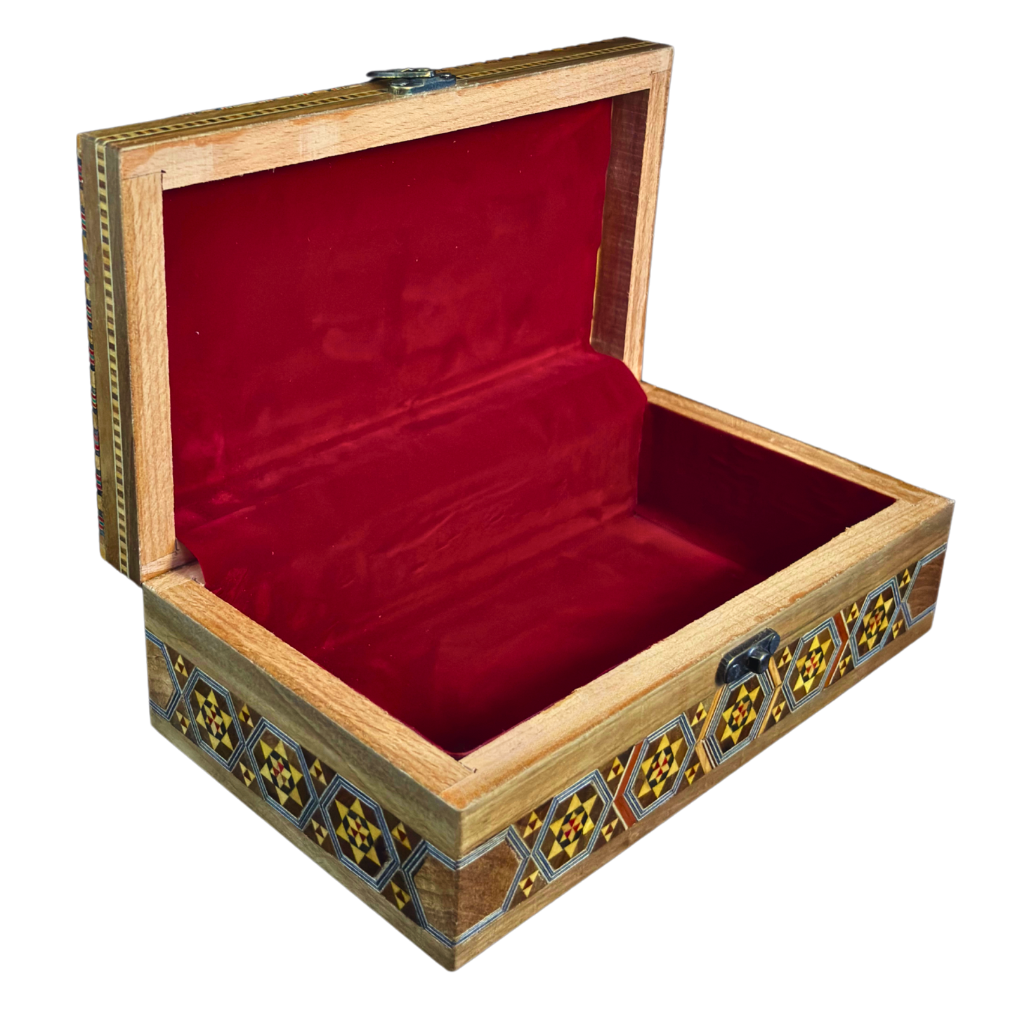 Handcrafted Damascene Mosaic Box – Mother of Pearl & Carved Elegance