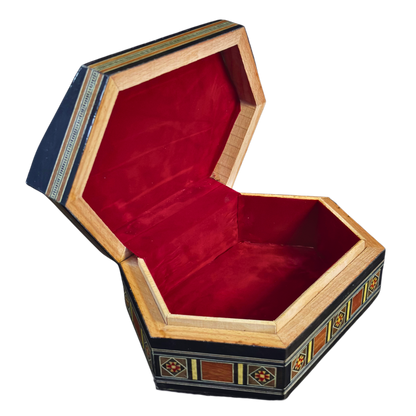 Handcrafted Damascene Mosaic Box – Mother of Pearl & Velvet Harmony
