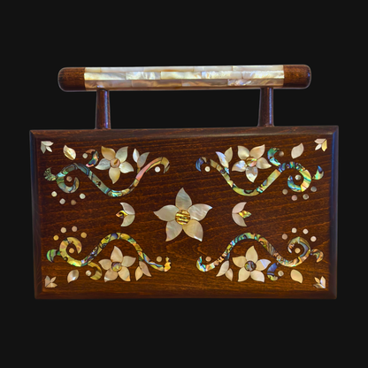 Sham – Lüks Şam El Çantası, Çiçek Motifli Sedef İşleme ve Brokar Astar