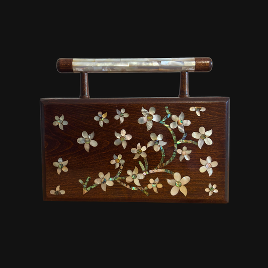 Yasmine – Luxury Damascene Clutch with Mother of Pearl Inlay & Brocade Interior