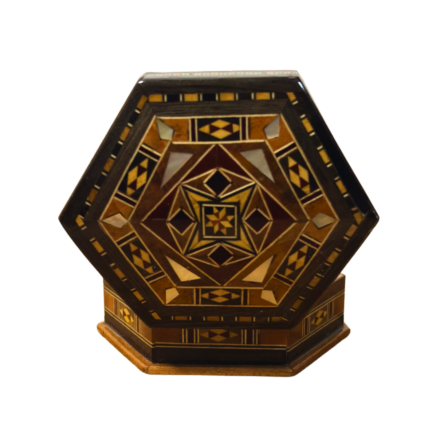 Handcrafted Mosaic Box – Traditional Damascus Art & Velvet Interior