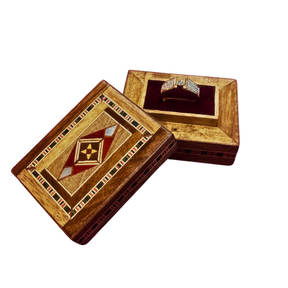 Handgemaakte Mozaïek Ringdoos uit Damascus – Fluweel