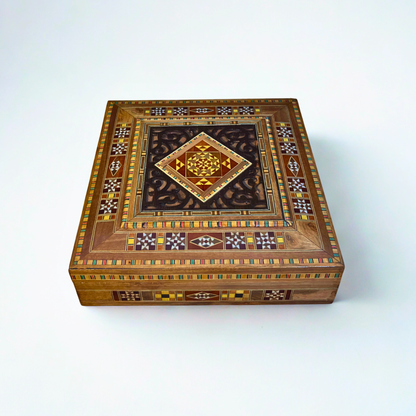 Damascene Mosaic Jewelry & Keepsake Chest – Velvet-Lined Elegance