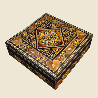 Handcrafted Damascene Mosaic Box – Timeless Elegance & Velvet