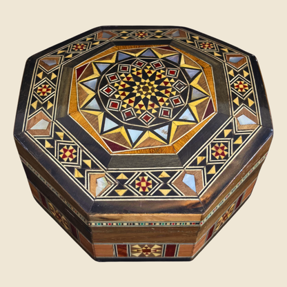 Elegant Damascene Mosaic Box – Mother of Pearl & Velvet
