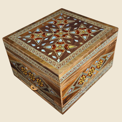 Luxury Damascene Mosaic Watch Box for 6 Watches – Mother of Pearl & Velvet