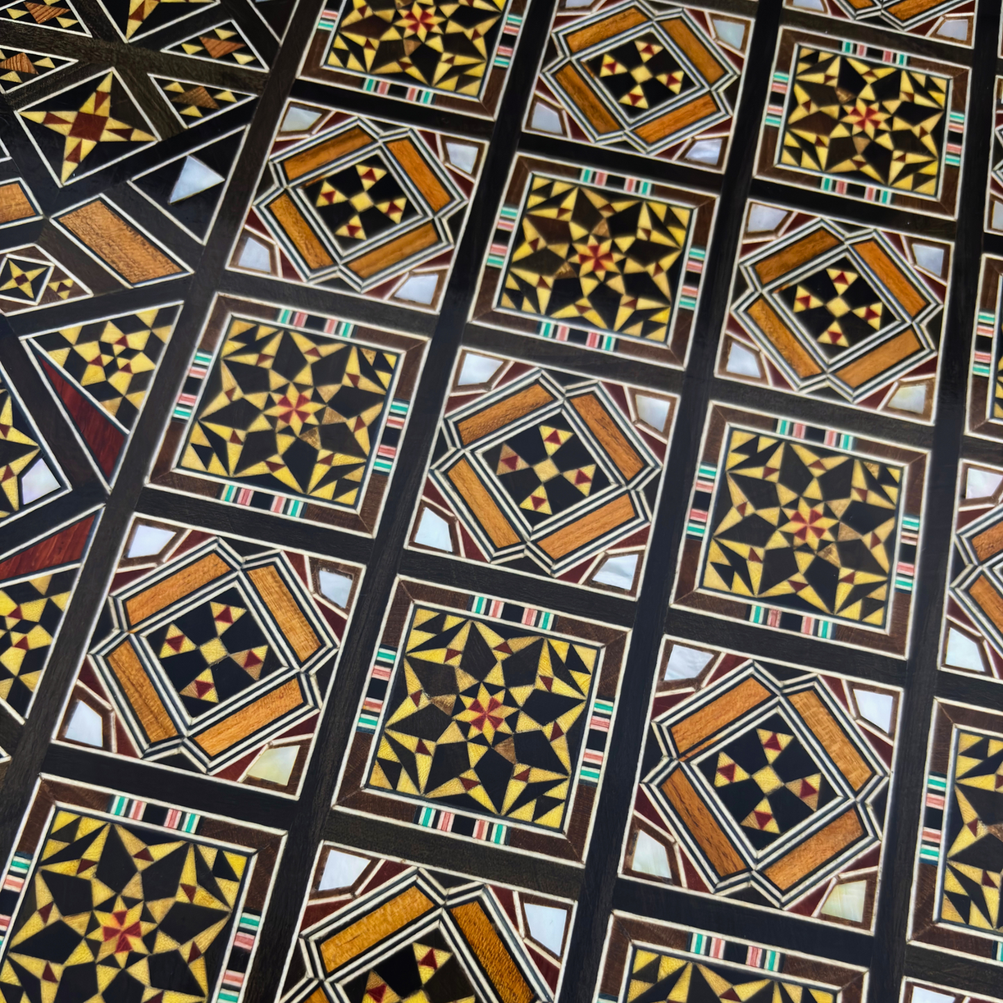 Luxury Mosaic Chess & Backgammon Set – Damascene Art & Mother of Pearl