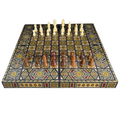 Heritage Chess & Backgammon Set – Damascene Mosaic Craftsmanship