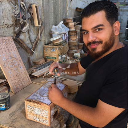 Bandeja Damasquina em Madeira – Madre Pérola & Tons Naturais da Madeira