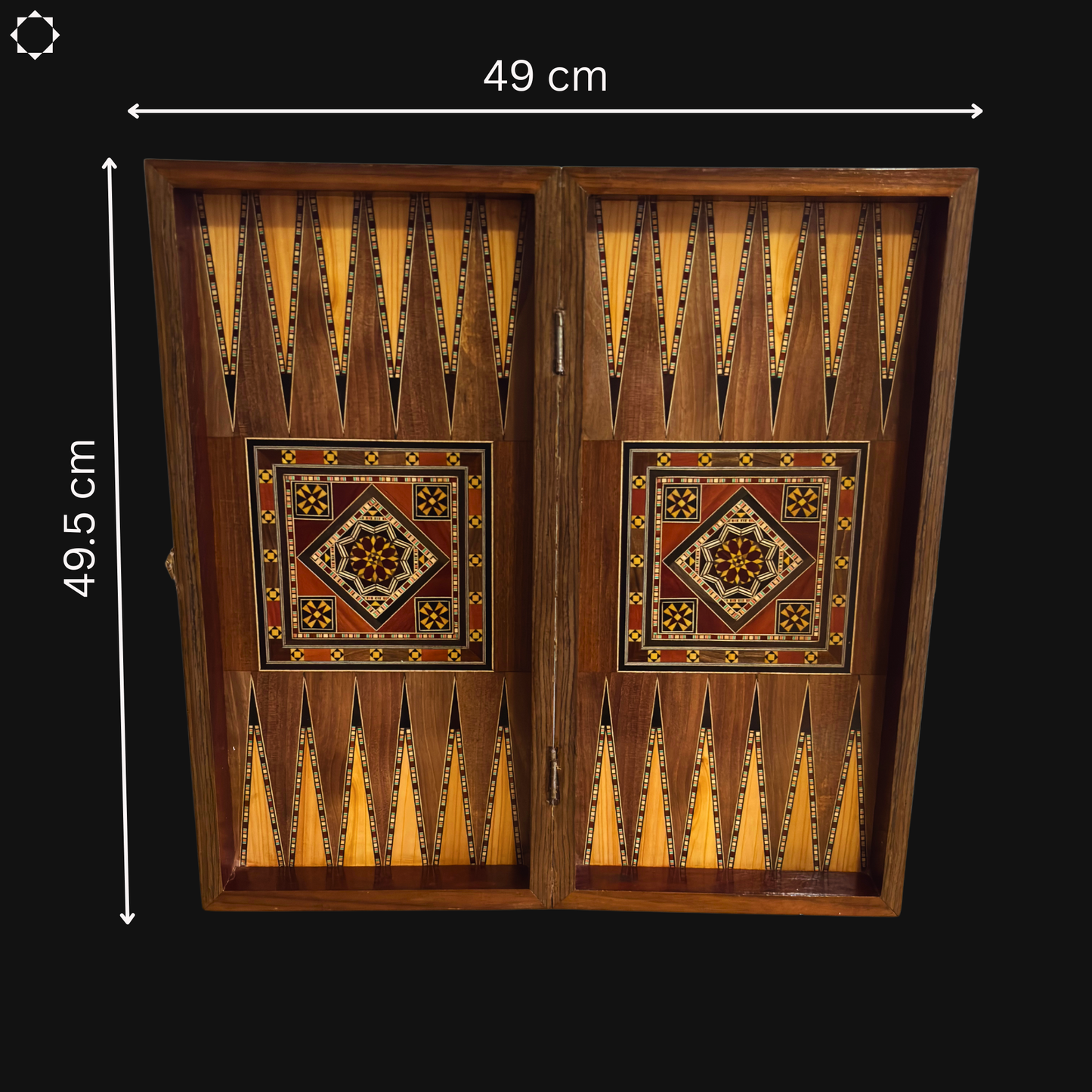 Ręcznie Wykonany Damasceński Stół do Szachów i Backgammona od Gaby Al Dayeh – Klasyczny Wzór Mozaiki