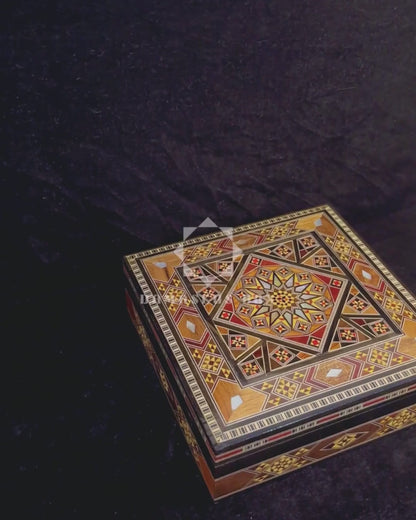 Handcrafted Damascene Mosaic Box – Timeless Elegance & Velvet
