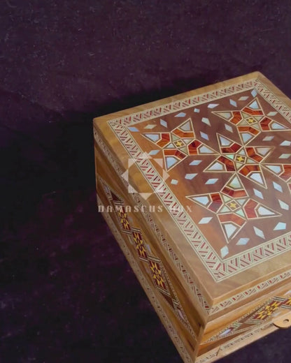 Luxury Damascene Mosaic Watch Box for 6 Watches – Mother of Pearl & Velvet